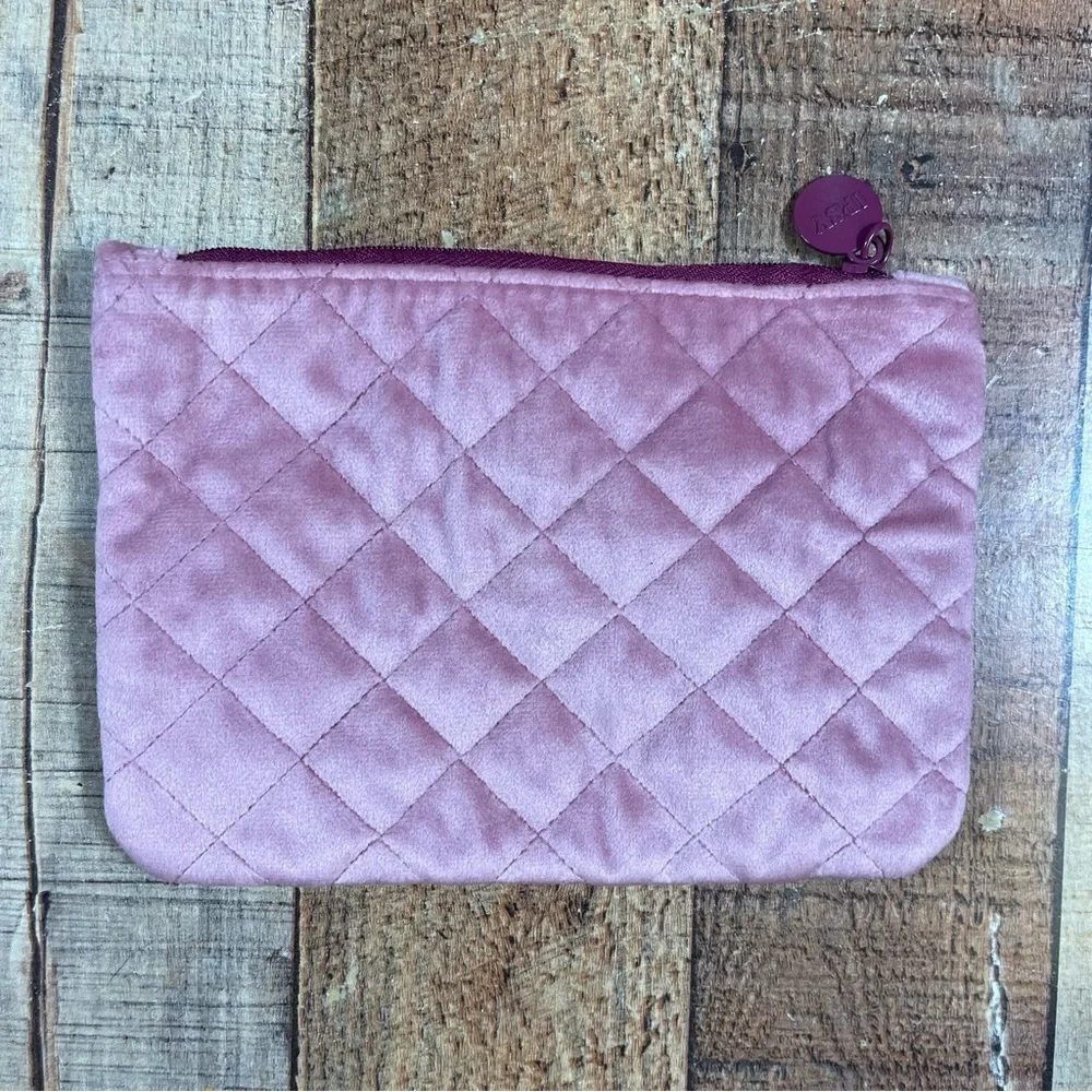 ipsy Heart Dream Clear Velvet Colorful Quilted Mauve Valentine Pink Makeup Bags